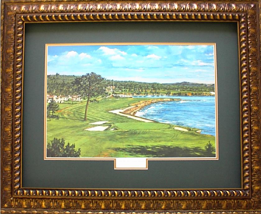 Pebble Beach 18th Hole Bronze Frame Forrest Green mat